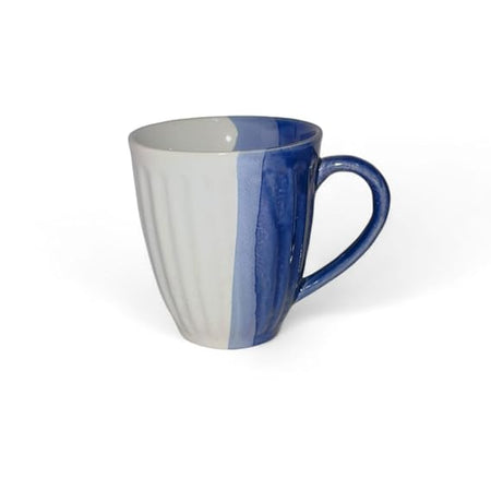 Studio Pottery Blue Swirl Design Ceramic Coffee, Tea & Milk Mug 300ml | Set of 2