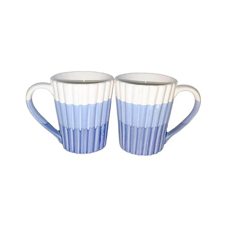 White & Blue Studio Pottery Coffee Mug 300 ML | Set of 2