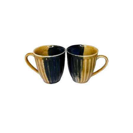 Studio Pottery Navy Blue & Mustard Yellow Mug 350ml | Set of 2