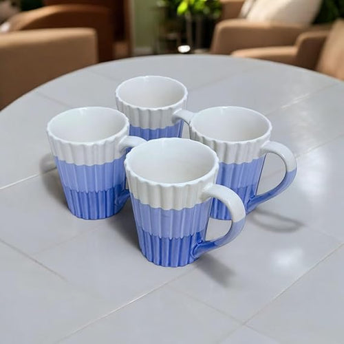 White & Blue Studio Pottery Coffee Mug 300 ML | Set of 2