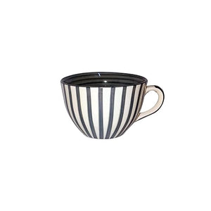 Striped Ceramic Soup Mugs with Handle 300ml | Set of 2