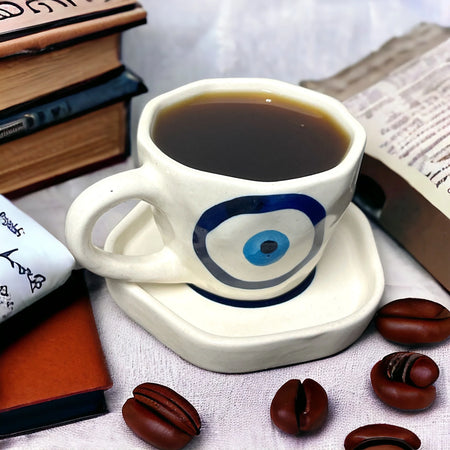 Evil Eye Tea/Cofee Mug with Soucer Set of 2 | Joyful Jubilee