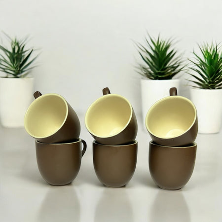 Brown Ceramic Tea Cups/Cofee Cups 150ml | Set of 6