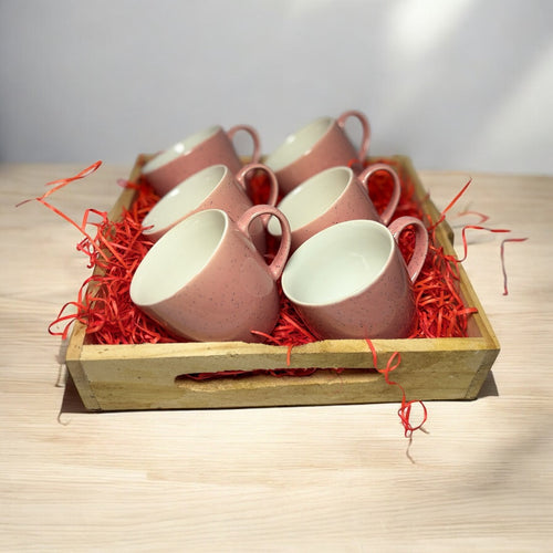 Pink Ceramic Tea Cups 150ml | Set of 6