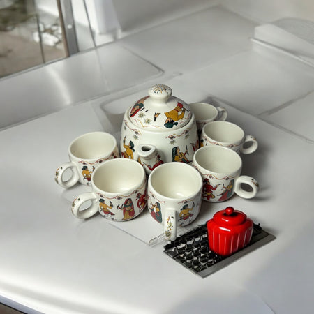 Tea Cups with Teapot – 6 Cup Set for Tea and Coffee Lovers