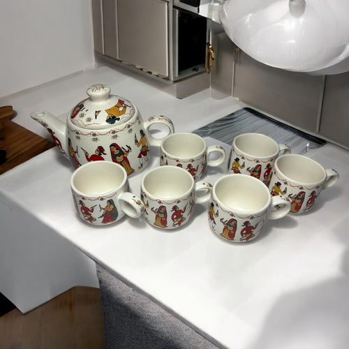 Tea Cups with Teapot – 6 Cup Set for Tea and Coffee Lovers