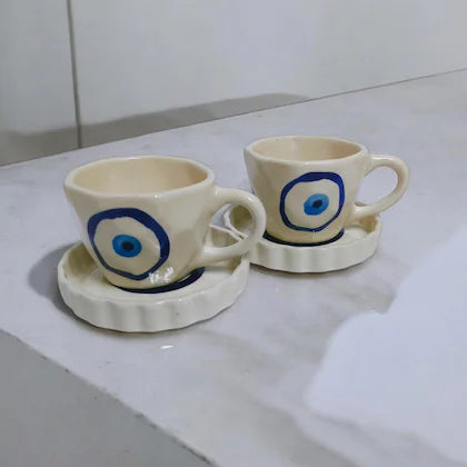 Evil Eye Tea/Cofee Mug with Soucer Set of 2 | Joyful Jubilee